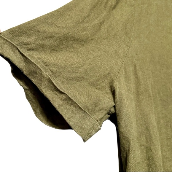 Chico’s 100% Linen Short Cuffed Sleeve Boxy Boho Lagenlook Keyhole Back Blouse - Picture 6 of 13